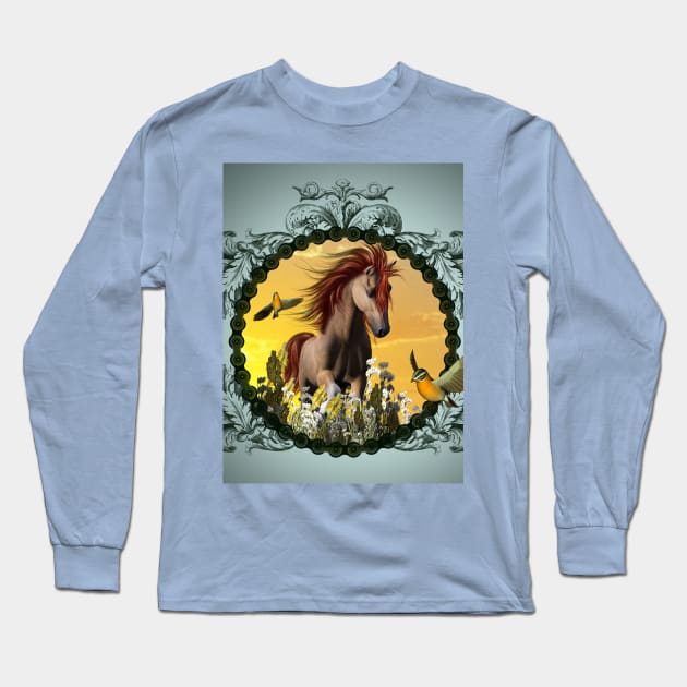 Horse with birds Long Sleeve T-Shirt by Nicky2342